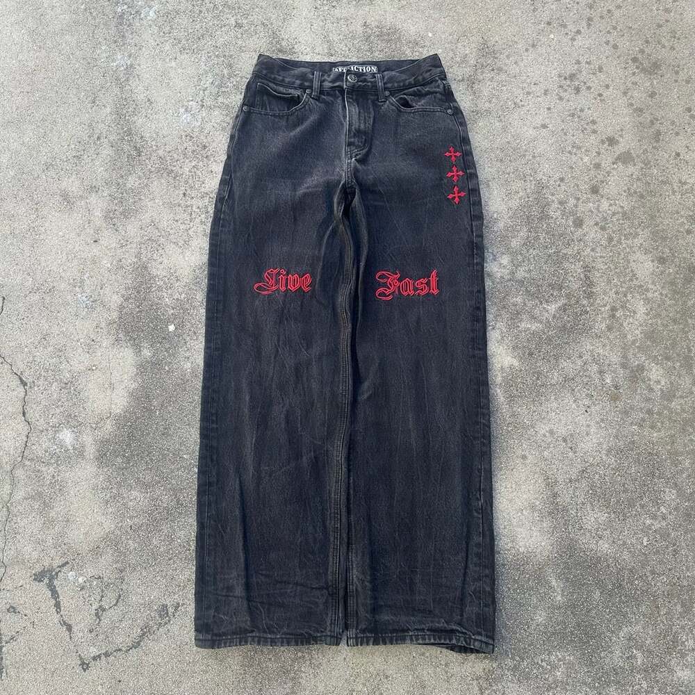 Affliction Live Fast Black Wide Leg Jeans Size 29